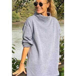 Light Blue Women's Cowl Neck Sweater Tunic